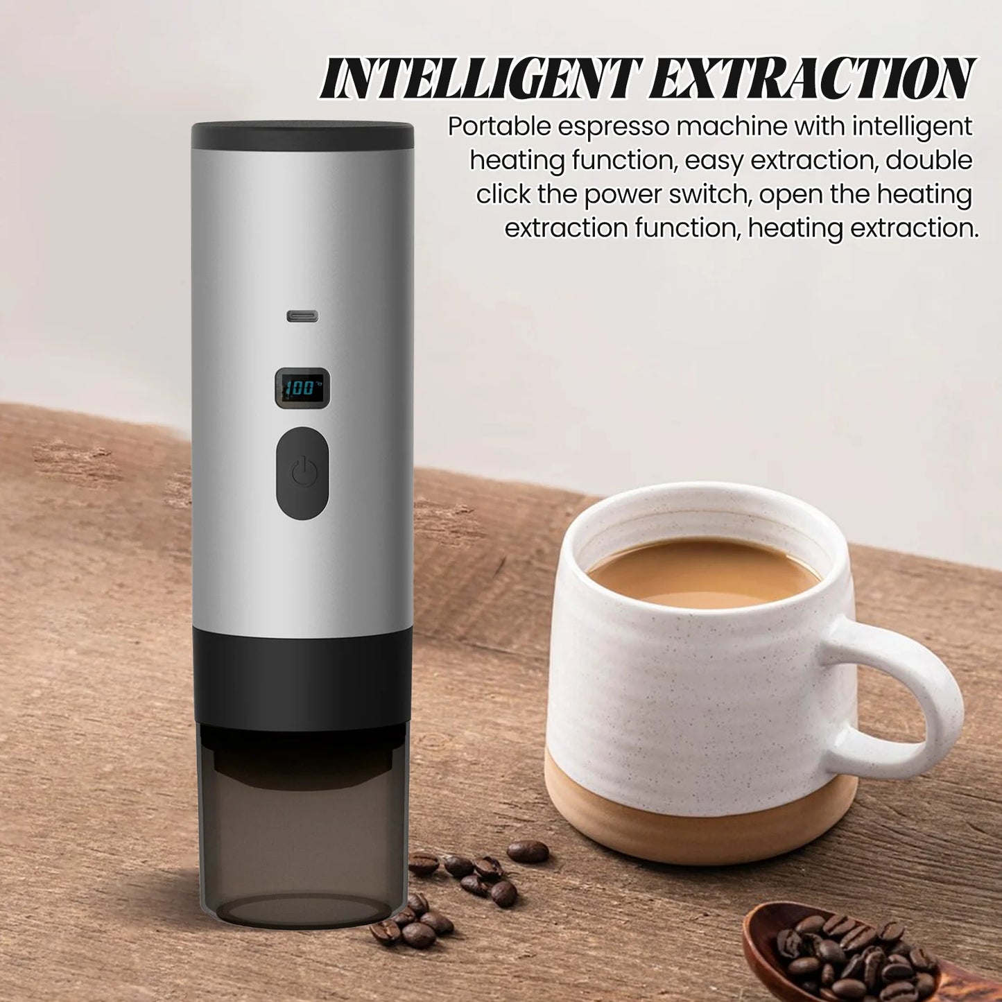 Portable Electric Capsule Coffee Maker Espresso Pot Cordless Heating Pump Press Coffee Maker Travel and Car 3 in 1 Coffee Pot