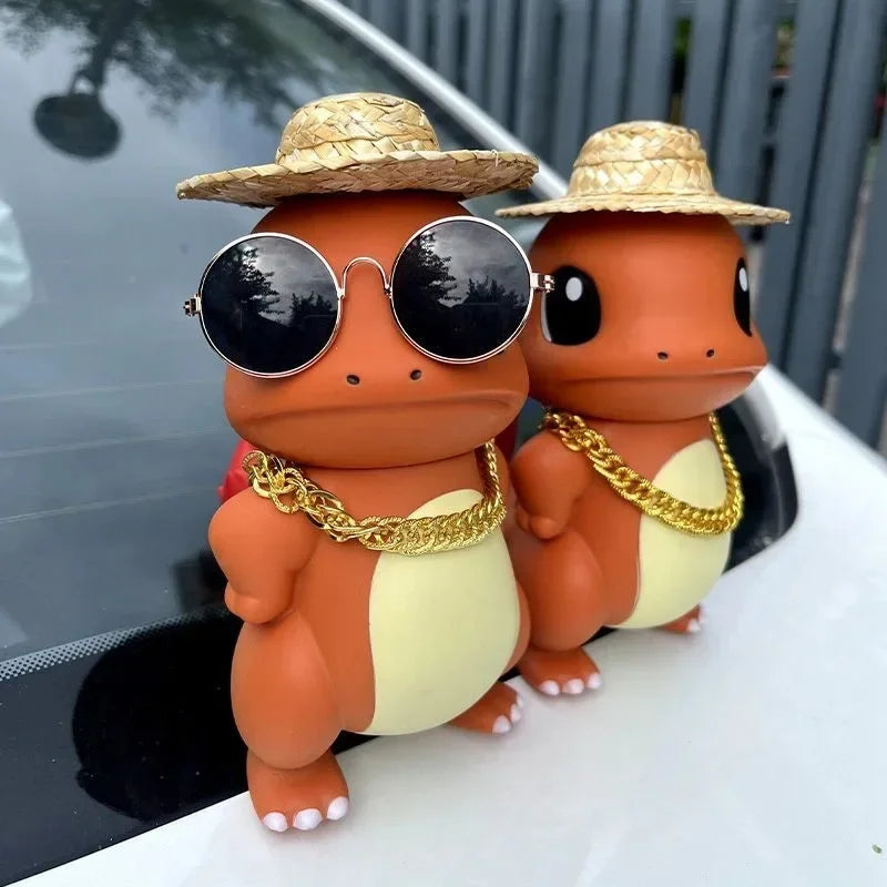 Charmander Glasses Necklace Deco Pokemon Anime Action Figures Car Toys Model Kawaii Collect Dolls Kids Christmas Gift