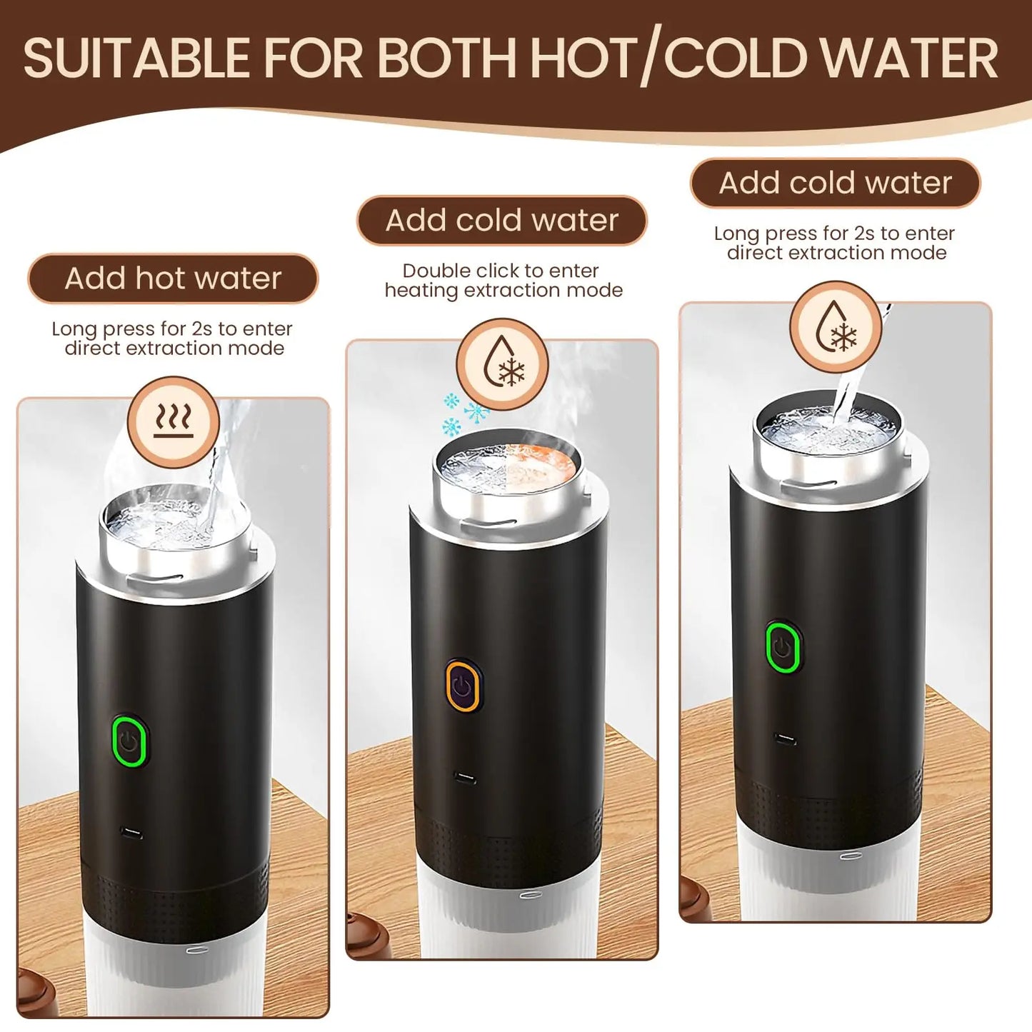 Portable Coffee Maker Small Espresso Machine Travel Coffee Maker for Car Outdoors Camping Backpacker Lightweight 3 in1Coffee Pot