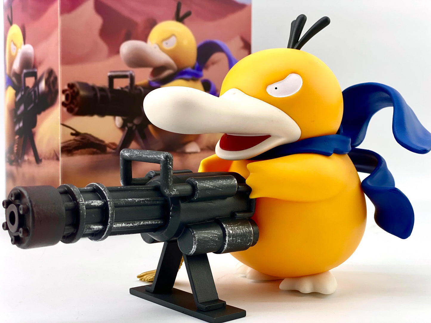 Psyduck Gatling Gun Anime Figure - 9/15cm Cross Dressing PVC Statue Model Collectible Decor Creative Gift for Birthday