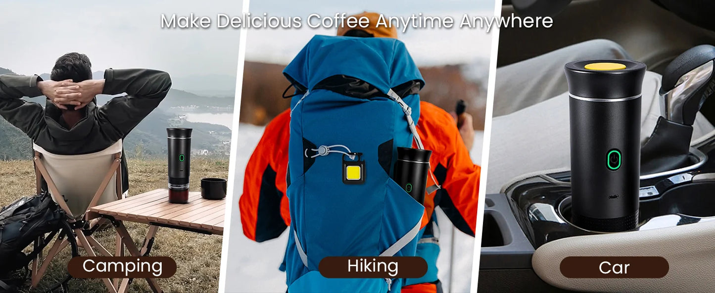 Portable Coffee Maker Small Espresso Machine Travel Coffee Maker for Car Outdoors Camping Backpacker Lightweight 3 in1Coffee Pot