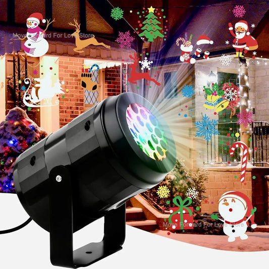 16 Patterns Christmas Projector Lights Rotatable Christmas Decoration Outdoor/Indoor Led Projector for Holiday Party Xmas Decor