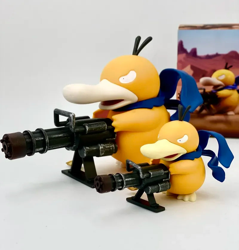 Psyduck Gatling Gun Anime Figure - 9/15cm Cross Dressing PVC Statue Model Collectible Decor Creative Gift for Birthday