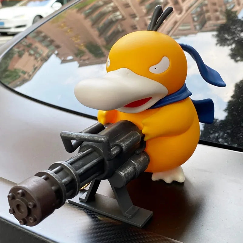 9/15cm Cartoon Pokemon Gatling Gun Psyduck Standing Posture Action Figure Collection Model Car Ornament Desktop Decor Toy Gifts